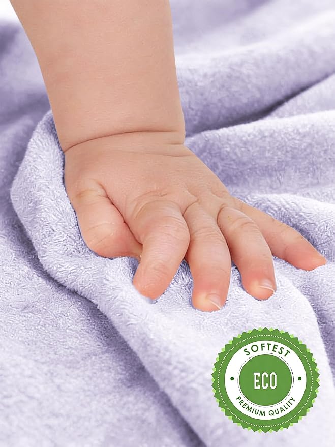 HIPHOP PANDA Baby Washcloths, Rayon Made from Bamboo - 2 Layer Ultra Soft Absorbent Newborn Bath Face Towel - Reusable Baby Wipes for Delicate Skin - Purple, 6 Pack