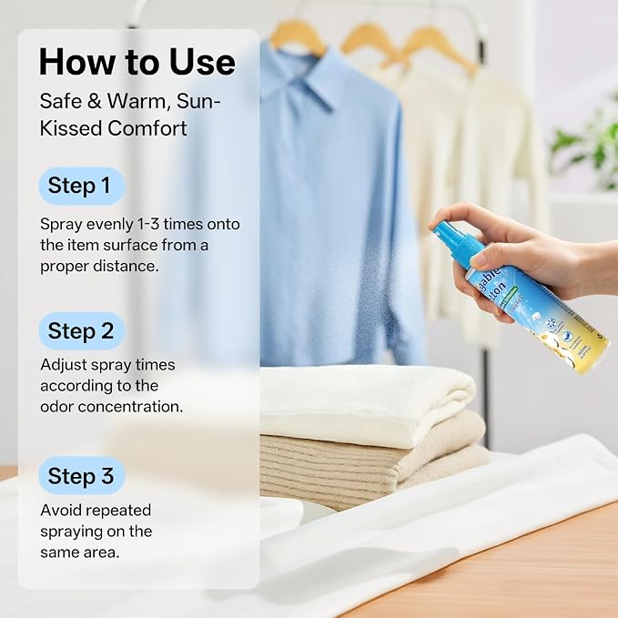 Odor Eliminator Fabric Freshener Spray, Clean Scent, 5.07 fl oz | Multi-Use Fabric Refresher Deodorizer, Long Lasting Fragrance for Clothes, Carpet, Couch, Mattress, Pillow, Curtain & Travel