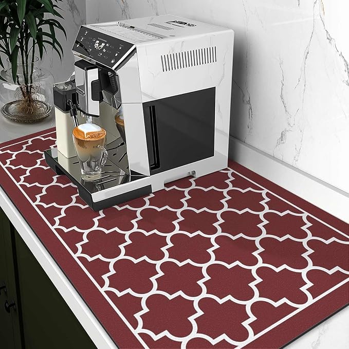 WISELIFE Dish Drying Mat Super Absorbent Drying Mat Large Dish Drying Mats for Kitchen Counter Easy Clean Dish Mat Kitchen Drying Mat18"x 28" Stylish Red