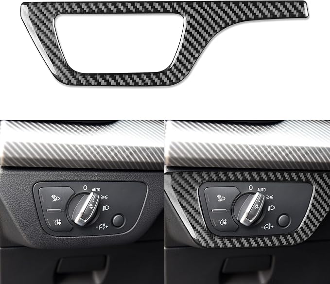 Real Carbon Fiber Trim for Audi 80A Q5 Accessories | for SQ5 2018-2025 Dash Headlight Switch Panel Frame Cover Sticker Interior Thick Overlay Decal