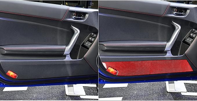 Red Real Carbon Fiber Accessories Decals Inner Door Panel Lower Cover Trim Compatible with Subaru BRZ/Scion FR-S/Toyota 86 2016 2017 2018 2019 2020 Car Interior Stickers