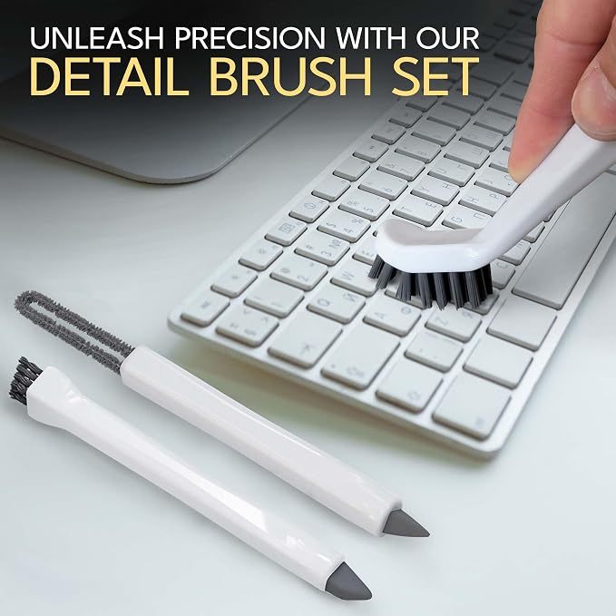 Small Cleaning Brush Set 3pcs—Crevice Brushes for Cleaning—Scrub Brushes Set with Silicone Tipped Scrub Brush—Stiff Handle Miniature Cleaning Brush for Kitchen Uensils, Tight Spaces, Tub, Shower