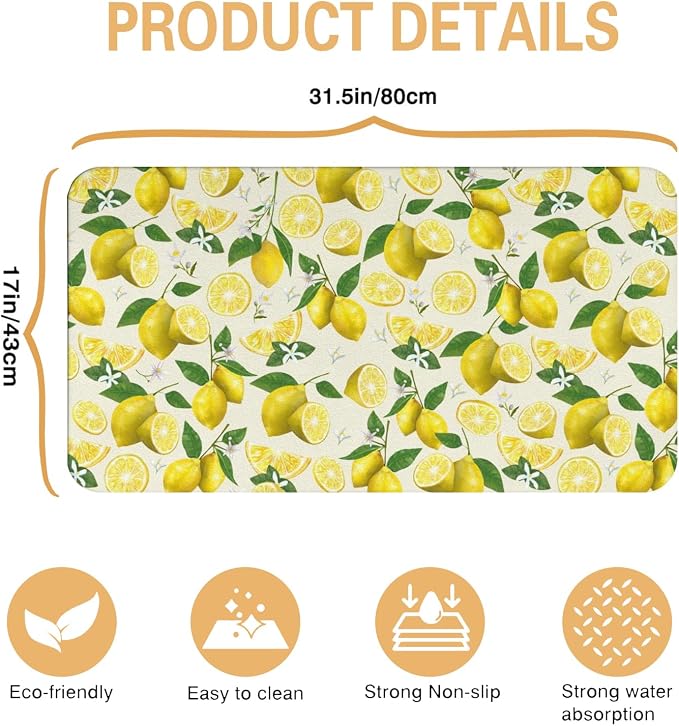 Kitchen Countertop Dish Drying Mat,Super Absorbent Coffee Bar Mat for Maker Espresso Machine, Anti-Slip Accessories for Kitchen Countertops 17x31 Inch
