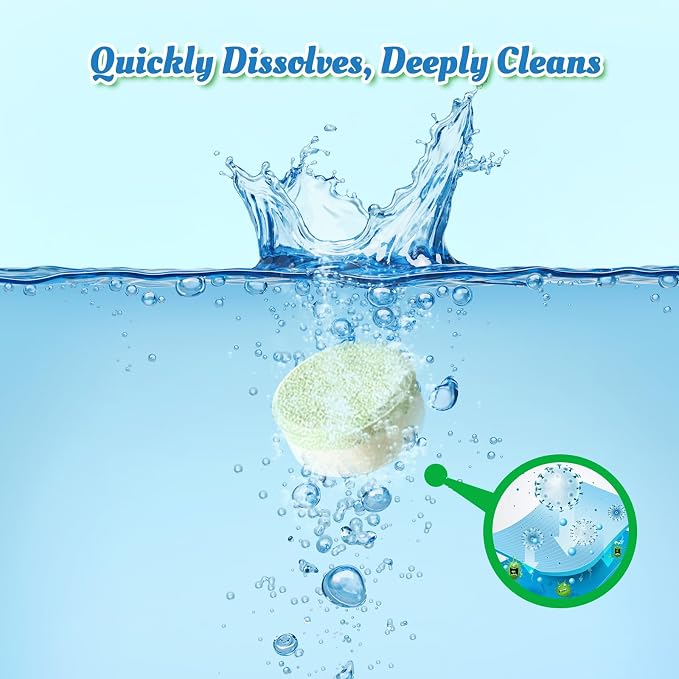 Garbage Disposal Cleaner Deodorizer Tablets-48 Pack Deep Cleaning Disposer Descaler Freshener-Heavy Duty Grease Grime Limescale Odor Smell Remover-for Kitchen All Disposals Mint Foaming 2 Year Supply
