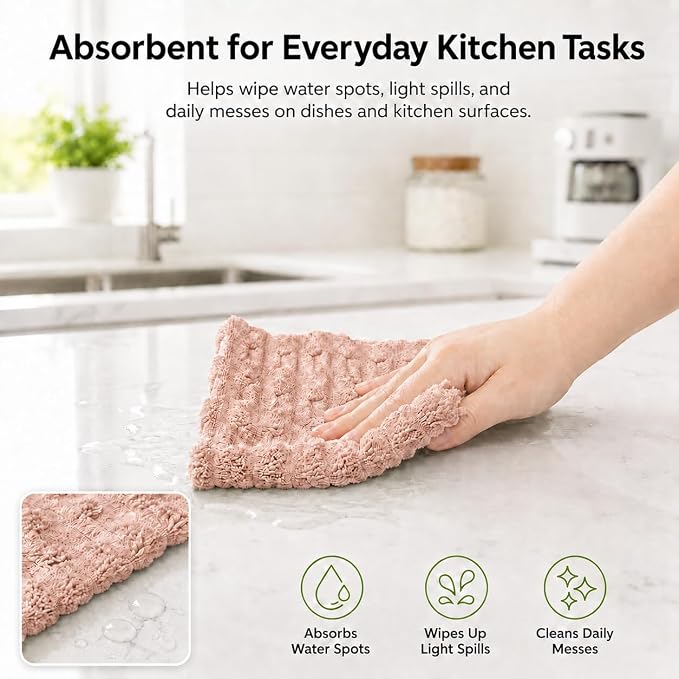 kimteny Microfiber Dish Cloths for Kitchen, 24 Pack 12 x 12 Inch Coral Velvet Kitchen Cleaning Cloths, Absorbent Reusable Non-Scratch Dish Rags for Dishes, Countertops & Sink