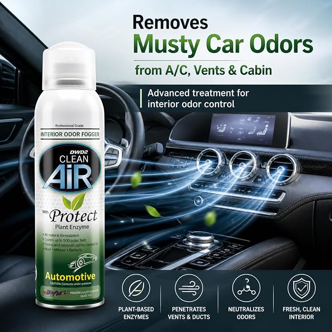DWD2 Protect™ Automotive Mold Treatment - Revitalize Your Car's Interior The Green Automotive Mold Treatment Solution. Say Goodbye to Unpleasant Odors and Hello to a Fresh and Protected Cabin (FOGGER)