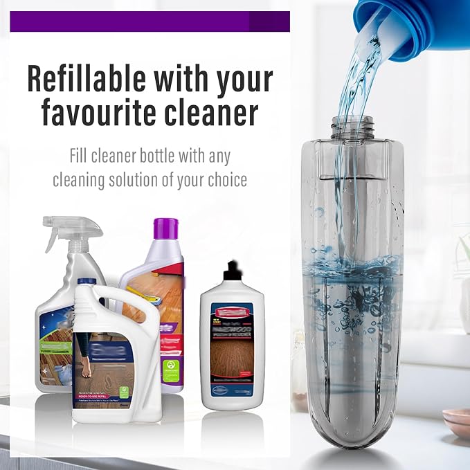Wet Spray Mop for Floor Cleaning with 14 oz Bottle & 3 Microfiber Pads | Refillable bottle, washable pads, dry/wet use for home or commercial cleaning on hardwood, laminate, wood & ceramic floors