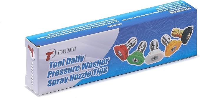 Tool Daily Pressure Washer Nozzle Tips Multiple Degrees, 1/4 Inch, 2.5 GPM | Power Washer Tips Set for Car Washing, 1/4" Quick Connect, 4000 PSI, 5 Pack