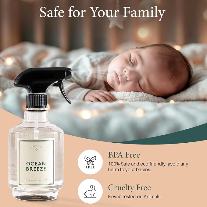 Chakra Freshener Fabric Spray - Long-Lasting Multi-Purpose Laundry Scent for Bedding, Clothes & Home Fabric Deodorizer, Luxury Room Deodorizer, Linen Spray w/Trigger, 33.8 fl oz, Ocean Breeze