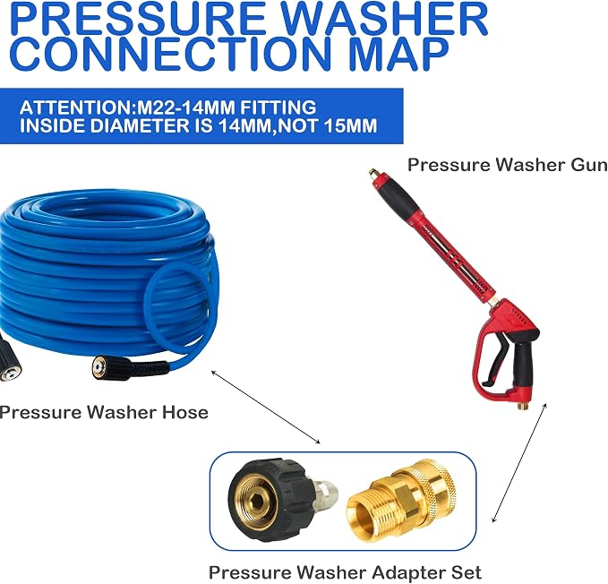 Hourleey Pressure Washer Adapter Set, Quick Disconnect Kit with M22 Metric Male Thread Quick Connector, M22 Swivel to 3/8'' Quick Connect, 3/4" to Quick Release, M22 to M22 Convert, 9 Pack