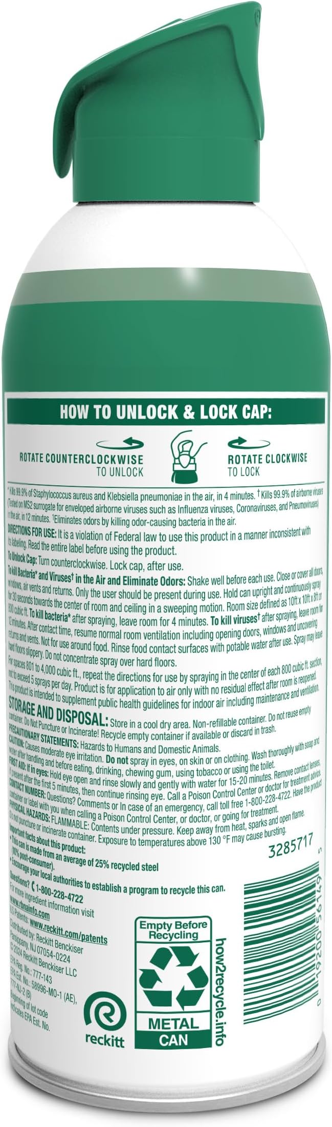 Lysol Air Sanitizer Spray with Bacterial Odor Eliminator for Home & Office, Sanitizing Air Spray, Air Freshener Alternative, Mountain Spring Scent, 10 oz (Pack of 3)