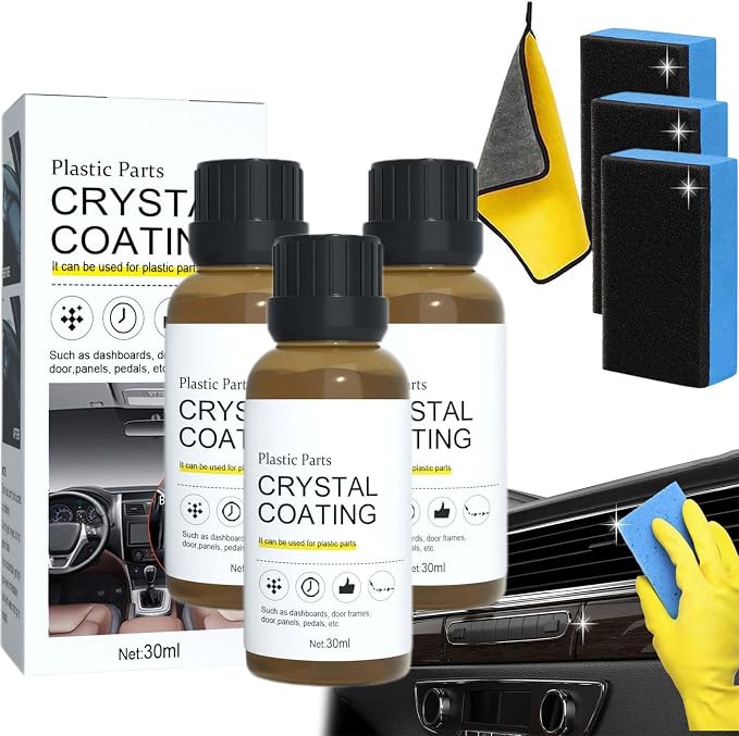 Cristal Coating para Plástico Del Carro, Crystal Coating for Car, Plastic Parts Crystal Coating, Crystal Coating for Car Plastic Parts (3Pcs)