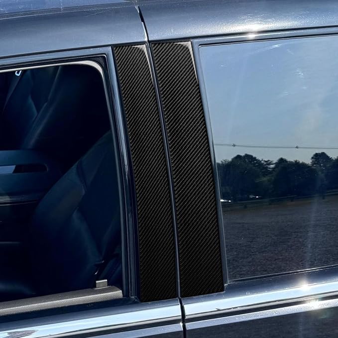 Fit for Cadillac Escalade ESV 2007-2014 / EXT Hybrid 2009-2013 | Real Soft Carbon Fiber | B-Pillar Cover Door Window | Stickers | Self-adhesive
