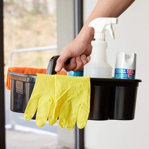 Rubbermaid Commercial Products Deluxe Carry Caddy for Take-Out Coffee/Soft Drinks Postmates/Uber Eats/Food Delivery Cleaning Products Sports/Water Bottles Black