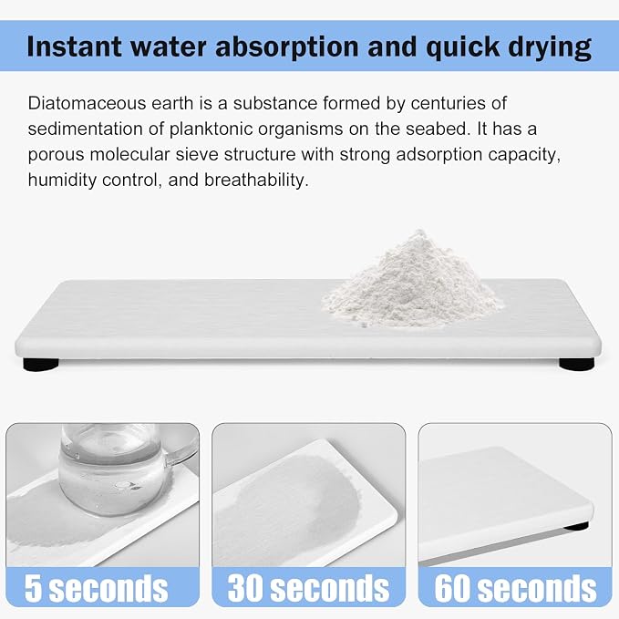 3PCS Stone Drying Tray, Water Absorbing Stone Tray for Sink, Stones Soap Trays, Fast Dry Diatomite Stones Mat,Used for Hand Soaps,Sponge,Toothbrush Holder in Bathroom Counter and Kitchen Sinks