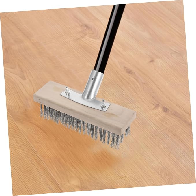ABOOFAN Stainless Steel Wire Floor Brush Outdoor Scrub Brush for Moss Cleaning Heavy Duty Scrubber for Concrete Tile Garage