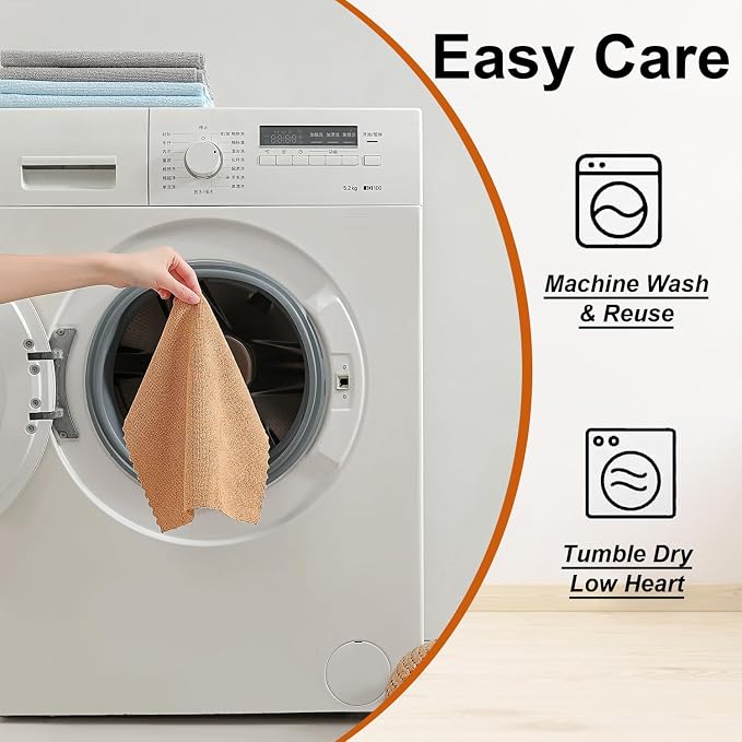80 Pack Microfiber Cleaning Cloth Roll,Lint Free Rags & Tear Away Reusable Towels Washable Scratch,Ultra Absorbent Dish Rags(12" x 12") for Car Kitchen Home Garage-Dark Coffee