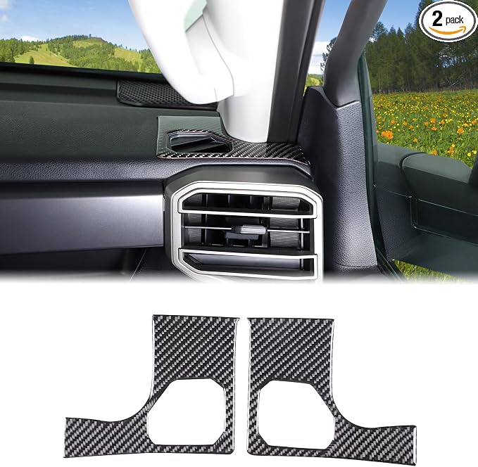 Car Dashboard Side Air Outlet Panel Trim Sticker Fit Toyot@a Tundra/Sequoia 2022-2024 Car Center Console Dashboard Side Air Vent Outlet Air-Conditioner Wind Frame Cover Protection Sticker Accessories