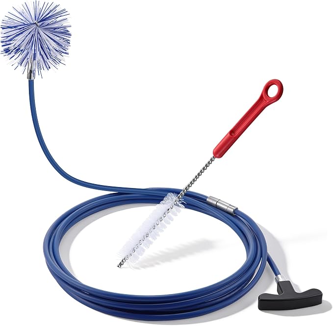 Dreyoo Pellet Stove Cleaning Brush Kit, 20 FT Flexible Steel Rod with 3" Brush Head, T Handle, Multi Purpose Flue Detail Cleaner, Nylon Stove Flue Pipe Kit for Pellet Furnace Exhaust Pipes