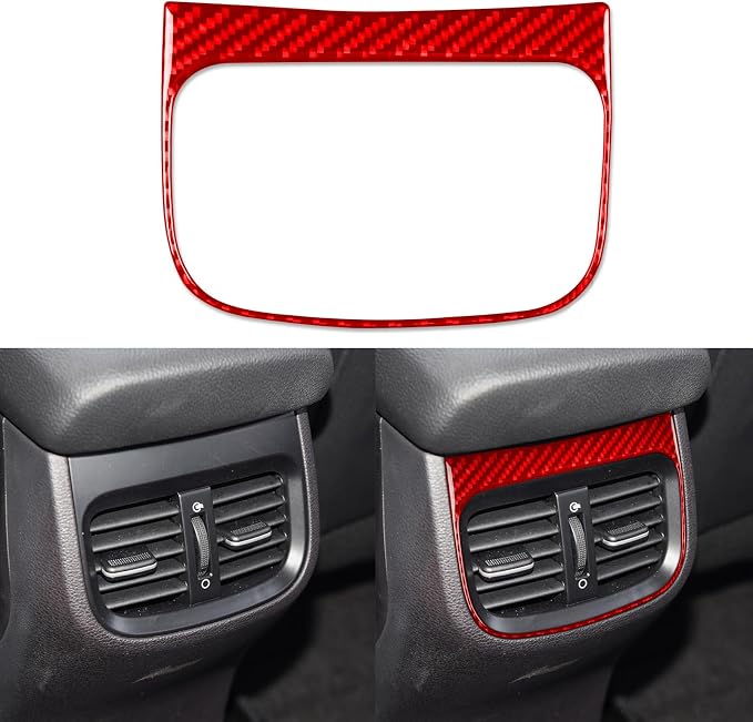 Red Real Carbon Fiber Trim for KIA Forte K3 Accessories | for 2019 2020 2021 2022 2023 2024 Rear Seat A/C Air Outlet Wind Vent Panel Sticker Interior Thick Overlay Decal