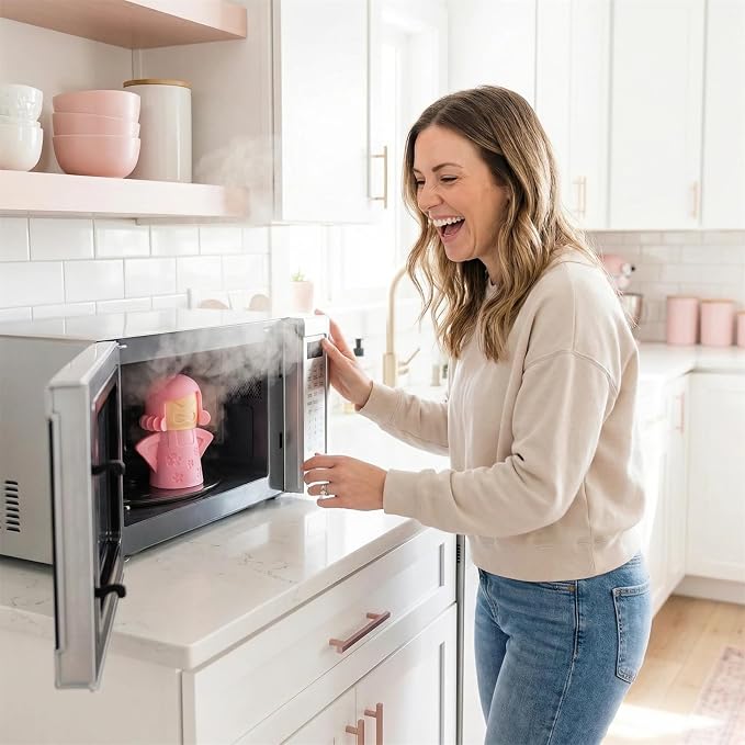 Angry Mama Microwave Oven Steam Cleaner, Angry Mom Microwave Cleaner, Just Add Vinegar and Water, Cut Cleaning Time by Half (Pink)