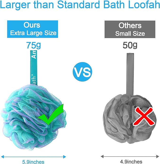 AmazerBath Loofah Sponge 75g/Piece, Exfoliating Bath Sponge Body Scrubber - Loofa Set of 4 Flower Color (Large, Green-Purple)