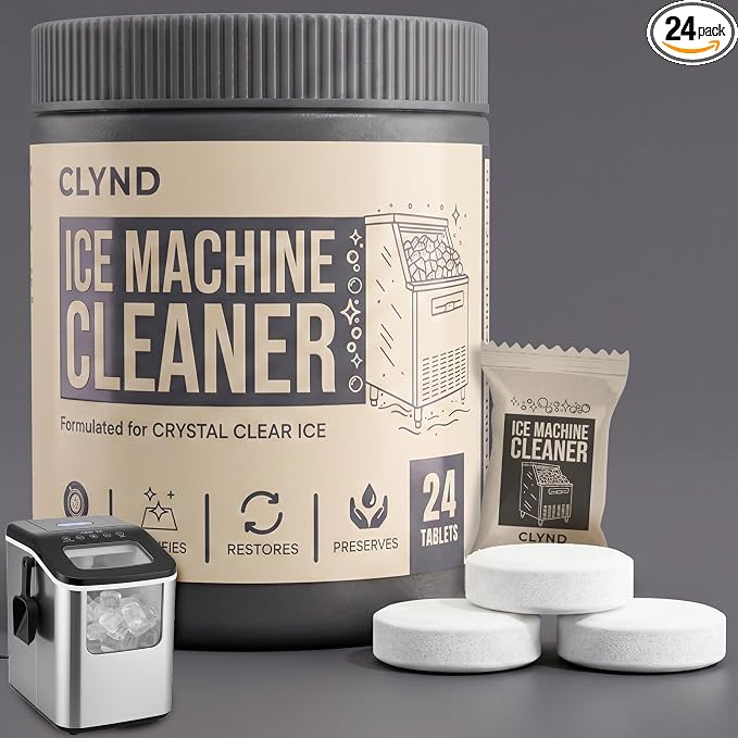 Nickel Safe Ice Machine Cleaner and Descaler 24-Pack Countertop Ice Maker Cleaner Tablets – No Residue, Unscented, Non-Corrosive Formula for Commercial, Nugget, and Home Machines
