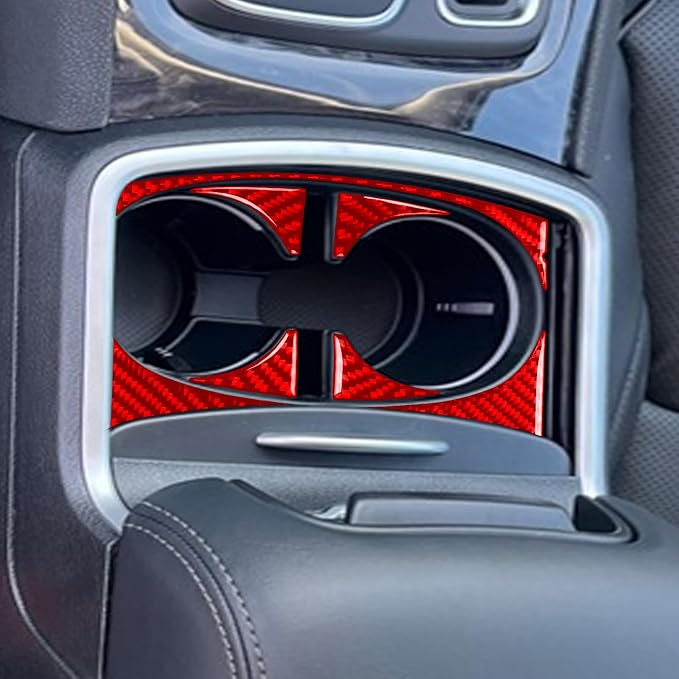 Gear Shift Surround Trim Fit for Chrysler 300/300C/300S 2011-2023 | for Limited Touring Base | Real Carbon Fiber | Trim Central Console Gear Shift Box | Anti-scratch | Self-adhesive | Red