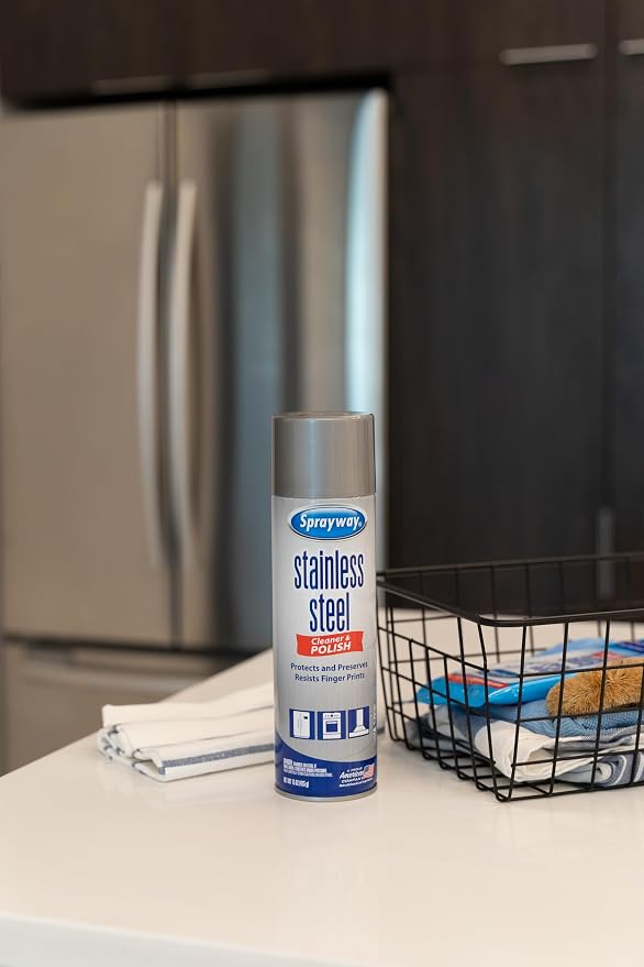 Sprayway Stainless Steel Cleaner Aerosol Spray (Water-Based), 15oz, Pack of 6 | Cleans, Polishes, Protects | Resists Fingerprints | Ideal for All Stainless Steel Appliances & Surfaces