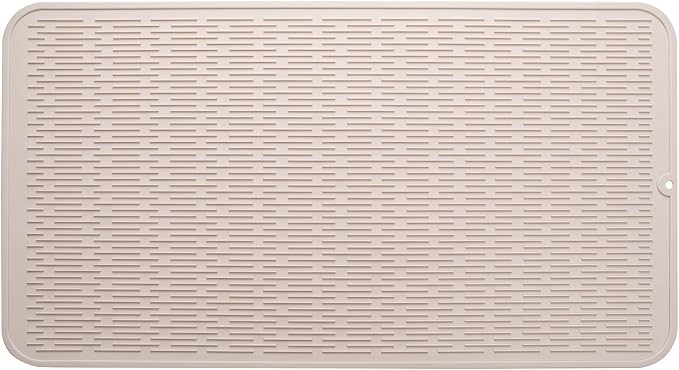 MicoYang Silicone Dish Drying Mat for Multiple Usage,Easy clean,Eco-friendly,Heat-resistant Silicone Mat for Kitchen Counter or Sink,Refrigerator or Drawer Liner Tapioca 4XL 32 inches x 18 inches