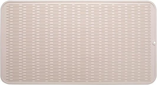 MicoYang Silicone Dish Drying Mat for Multiple Usage,Easy clean,Eco-friendly,Heat-resistant Silicone Mat for Kitchen Counter or Sink,Refrigerator or Drawer Liner Tapioca 4XL 32 inches x 18 inches