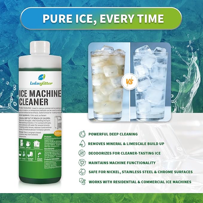 Ice Machine Cleaner Descaler 500ml Universal Formula Ice Maker Countertop | quickly dissolves,Restores your machine,extend the lifespan of your ice maker