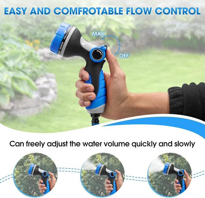 Garden Hose Nozzles,Hose Spray Nozzle with Adjustable 10 Watering Patterns | Slip Resistant High Pressure Water Hose Nozzle Sprayer for Plants & Lawns Watering ,Car Washing and Pet Showering 2Pack