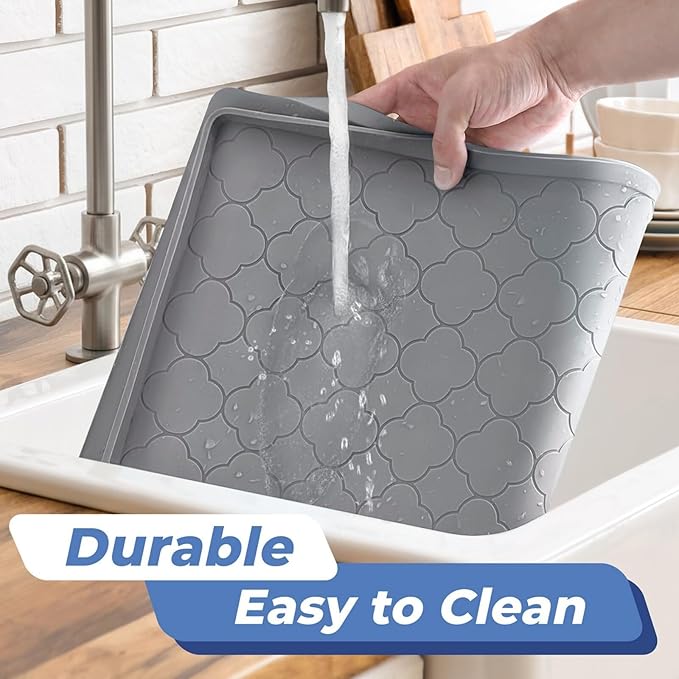 Jin&Bao Waterproof Under Sink Mat 25" x 19", Thick Silicone Mat Cabinet Protector for Kitchen and Bathroom, Shelf Liner, Home Organizer and Storage, Multipurpose Tray for Gadgets and Essentials