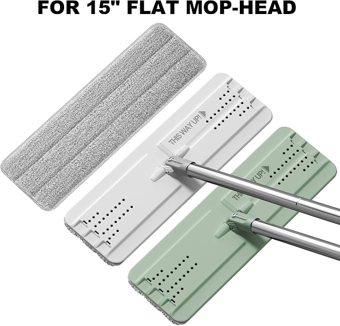 JOYMOOP Microfiber Flat Mop Pads for 13" Flat Mop System, Washable Replacement Cleaning Pads, Pack of 4, Grey and Stripe
