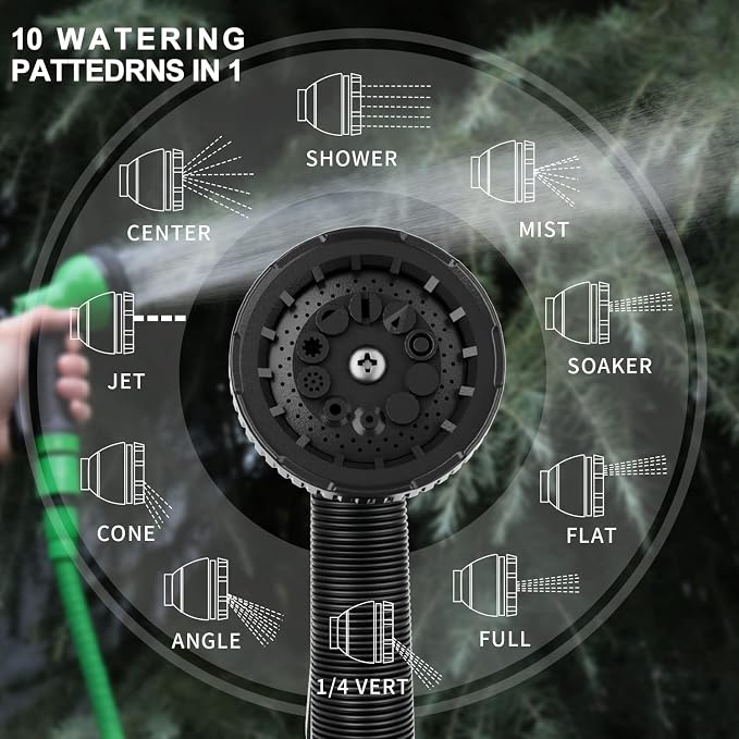 Besiter Garden Hose Nozzle Sprayer: 2 Pack 10 Watering Patterns Water Hose Spray Nozzles for Garden Hose Heavy Duty Hose Head Hose Attachment for Garden Hose YellowGreen