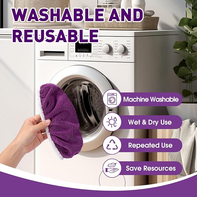 Microfiber Mop Pads,8Pcs Purple Reusable Mop Pads Compatible with Swiffer Sweeper,Dry Flat mop Cover & Washable Wet Pads Refill for Floor Cleaning