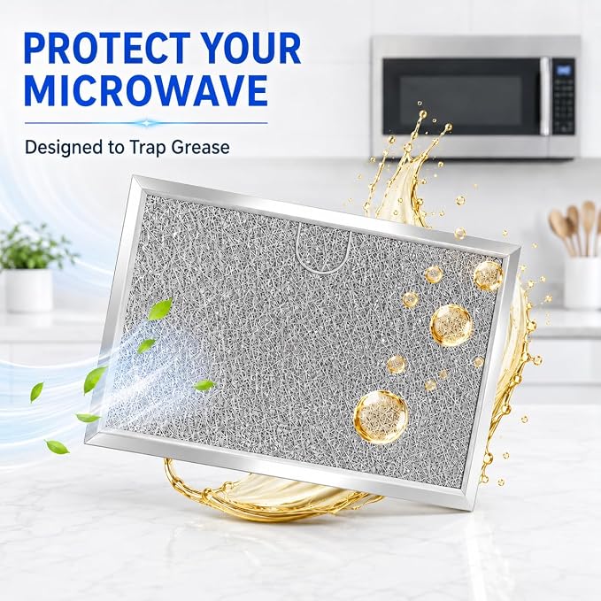 Hedday WB06X10608 Microwave Grease Filter Replacement 5.12 x 7.64 ", 4 Pack | Compatible with Frigidaire 5304464105 5304509444 5304478913 and GE Range Hood Microwave Filters, Aluminum Mesh
