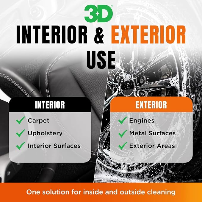 3D Orange Degreaser – Citrus-Based Car Cleaner for Oil, Grease, Grime & Adhesives – Water-Based, Non-Corrosive, Eco-Friendly, Interior & Exterior Use - 1 Gallon