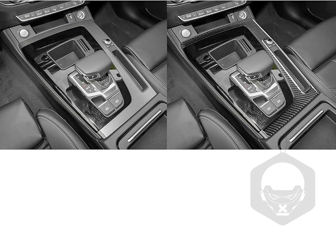 Real Carbon Fiber Trim for Audi 80A Q5 Accessories | for SQ5 2018-2025 Dash Center Console Gear Shift Outer Panel Frame Cover Sticker Interior Thick Overlay Decal - B