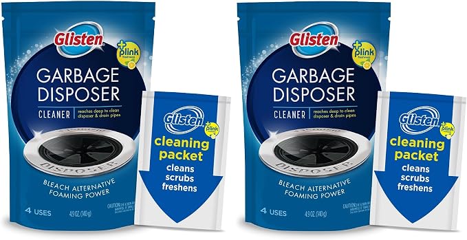 Glisten Garbage Disposer Foaming Cleaner, Lemon Scent, 2-Pack (8 Uses)