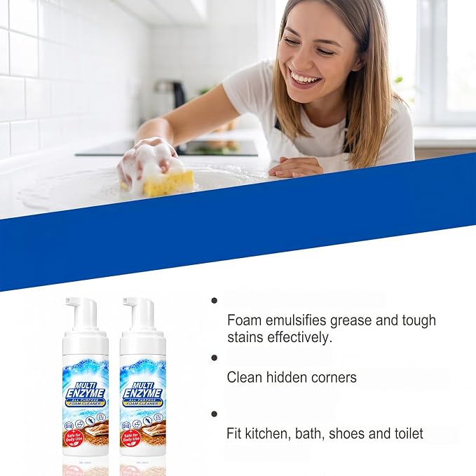 EaseHub Multi Enzyme Cleaner, Easehub Multi-Enzyme Foam Cleaner,Multi-Surface Foam Cleaner Spray for Kitchen, Upholstery, Carpet & Car Interior (1PC)