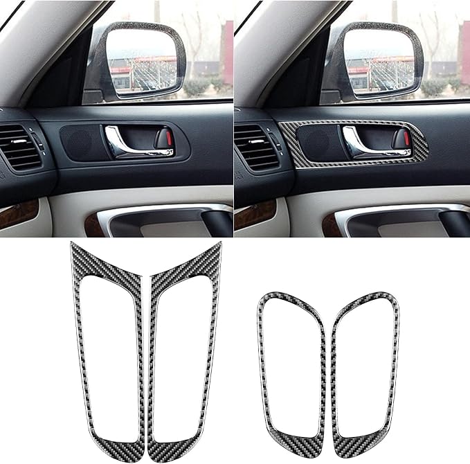 JKYUKU Real Carbon Fiber for Subaru Accessories Inner Door Handle Bowl | for Legacy/Outback 2005-2009, Black Inner Door Handle Bowl Sticker, Tool-Free Installation, Anti-Scratch
