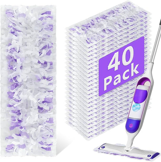 40 Pack Disposable Power Mop Refills Pads Compatible with Swiffer Power Mop | Spray Wet Pads Refill,Wet and Dry Use，Disposable Spray Mopping Pads Refills for Multi-Surface Floor Cleaning