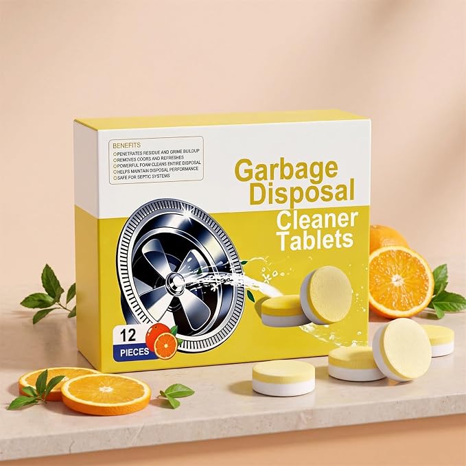 Deep Clean Disposal Tablets,sink cleaner, garbage disposal cleaning tablets, kitchen drain clean care, powerful kitchen foam cleaner, Fresh Citrus Foam Sink Garbage Disposer Freshener 12p (1pcs)