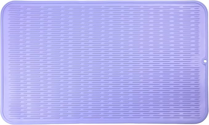 MicoYang Silicone Dish Drying Mat for Multiple Usage,Easy clean,Eco-friendly,Heat-resistant Silicone Mat for Kitchen Counter or Sink,Refrigerator or Drawer Liner Light Purple 3XL 28 inches x 18 inches