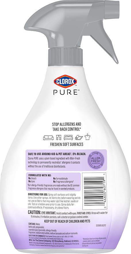 Clorox PURE Allergen Neutralizer Fabric and Carpet Spray, Nighttime Calm, 26 Fluid Ounces