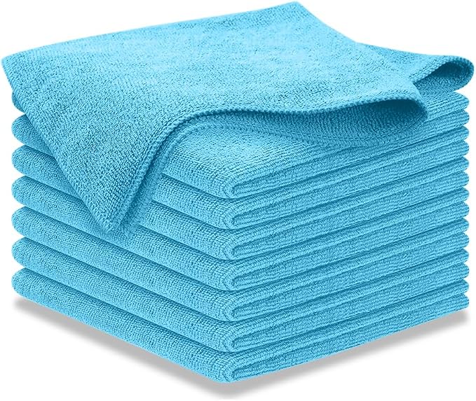 USANOOKS Microfiber Cleaning Cloth - Turq - 8Pcs (12.5x12.5 inch) High Performance - 1200 Washes, Ultra Absorbent Car Towel Traps Grime & Liquid for Streak-Free Mirror Shine - car Washing Cloth