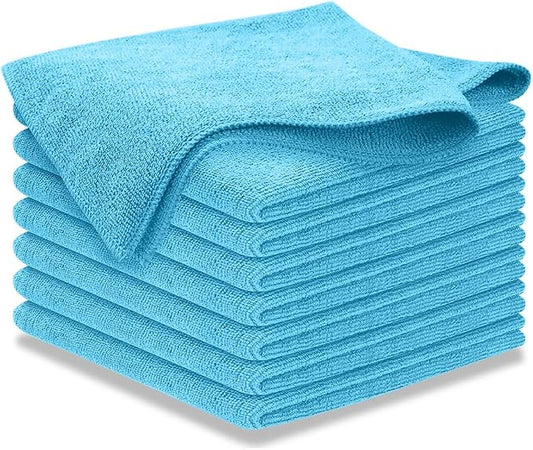 USANOOKS Microfiber Cleaning Cloth - Turq - 8Pcs (12.5x12.5 inch) High Performance - 1200 Washes, Ultra Absorbent Car Towel Traps Grime & Liquid for Streak-Free Mirror Shine - car Washing Cloth