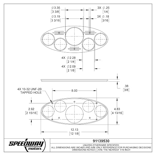 Speedway Motors Billet Aluminum Dash Gauge Panel Polished Insert with 5 Precut Gauge Holes for Street Rod Hot Rod Dashboard Instrument Cluster Mount, Compatible with 1932 Fords